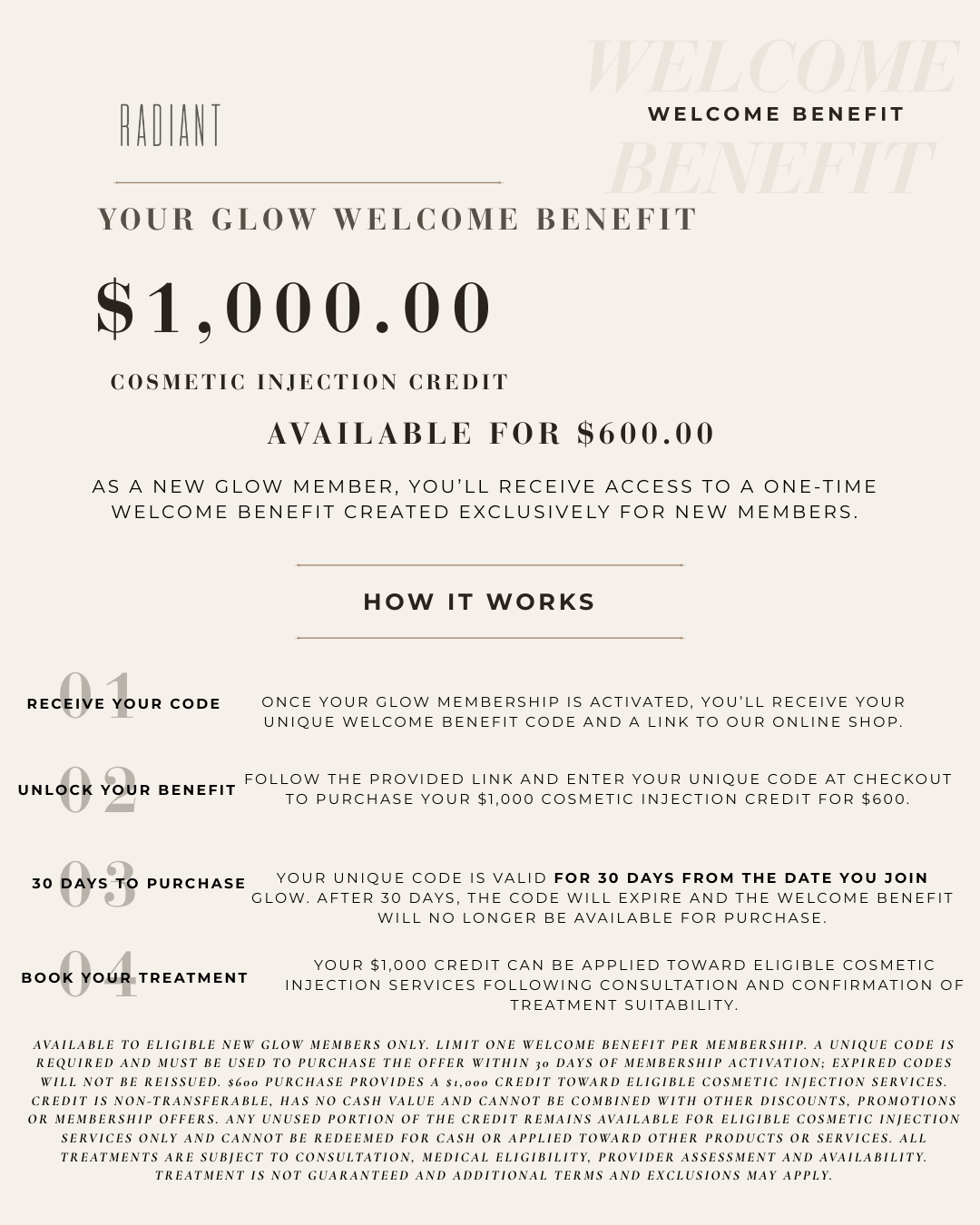 Glow Membership Welcome Benefit